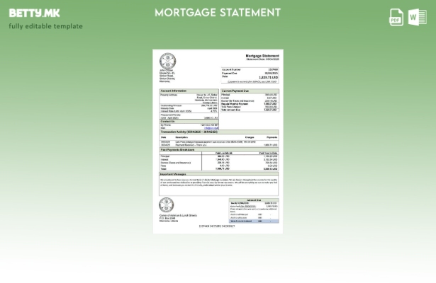 модерен стил Либерија Централната банка на Либерија изјава за хипотека Шаблон за